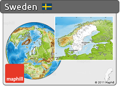 Blank Location Map of Sweden, physical outside