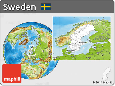 Blank Location Map of Sweden, physical outside