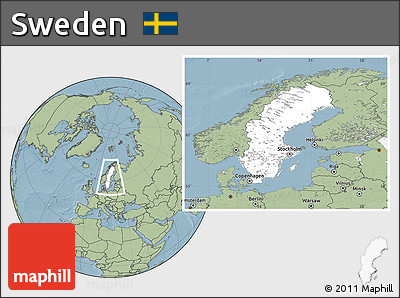 Blank Location Map of Sweden, savanna style outside, hill shading outside