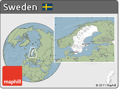 Blank Location Map of Sweden, savanna style outside, hill shading outside