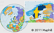 Flag Location Map of Sweden, political outside