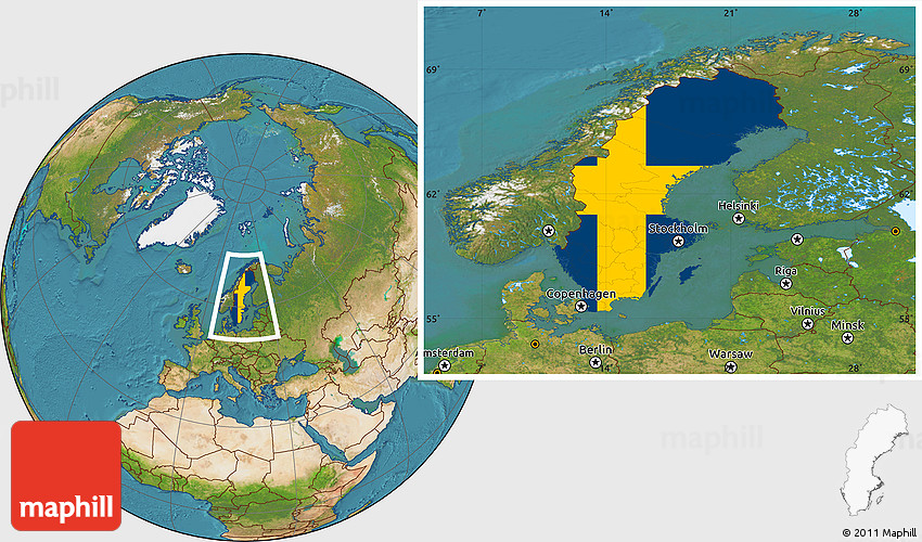 ), is a scandinavian nordic country in northern europe. Sweden Map Flag . Flag Location Map Of Sweden Satellite Outside