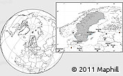 Gray Location Map of Sweden, blank outside, hill shading inside