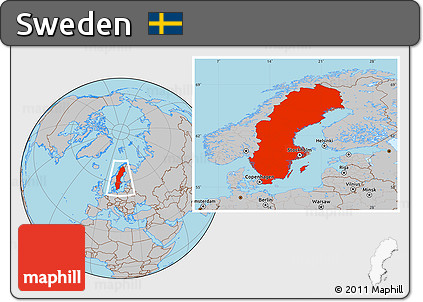 Gray Location Map of Sweden