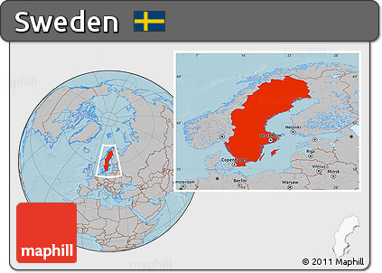 Gray Location Map of Sweden, hill shading