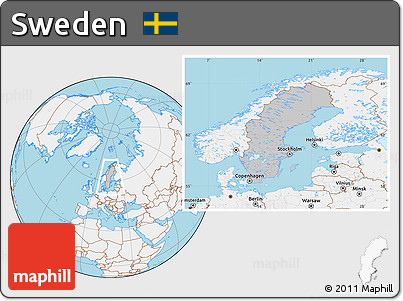 Gray Location Map of Sweden, lighten, land only