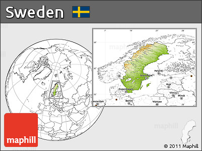 Physical Location Map of Sweden, blank outside