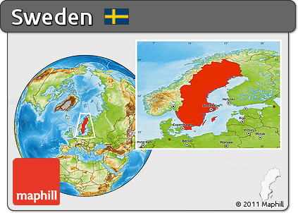 Physical Location Map of Sweden