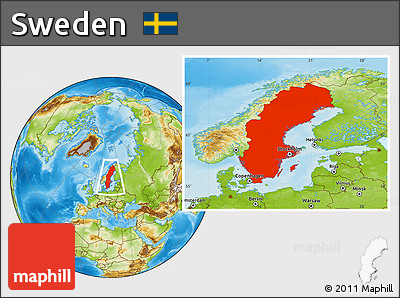 Physical Location Map of Sweden