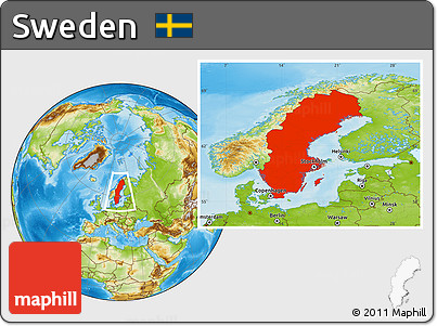 Physical Location Map of Sweden