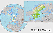 Physical Location Map of Sweden, gray outside
