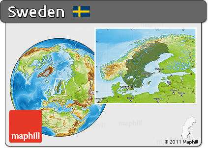 Satellite Location Map of Sweden, physical outside