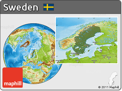 Satellite Location Map of Sweden, physical outside