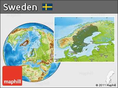 Satellite Location Map of Sweden, physical outside