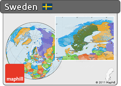 Satellite Location Map of Sweden, political outside