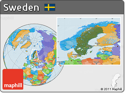 Satellite Location Map of Sweden, political outside