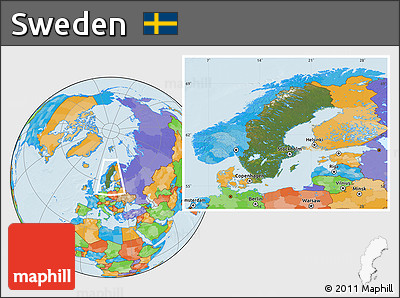 Satellite Location Map of Sweden, political outside