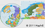 Satellite Location Map of Sweden, political outside