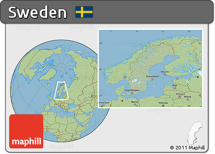 Savanna Style Location Map of Sweden, hill shading inside