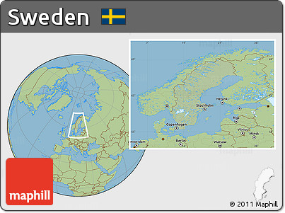 Savanna Style Location Map of Sweden, hill shading inside