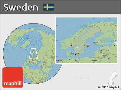 Savanna Style Location Map of Sweden, hill shading inside