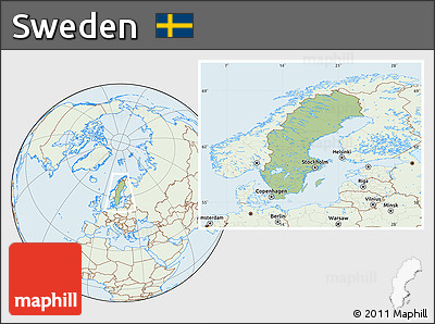Savanna Style Location Map of Sweden, lighten