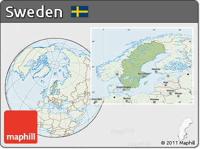 Savanna Style Location Map of Sweden, lighten