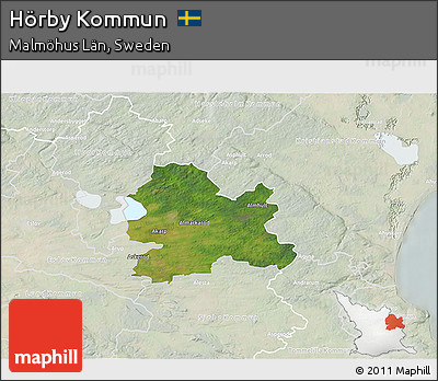Satellite 3D Map of Hörby Kommun, lighten