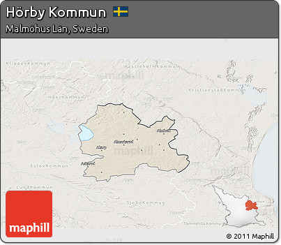 Shaded Relief 3D Map of Hörby Kommun, lighten