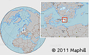 Gray Location Map of Hörby Kommun, highlighted parent region, hill shading