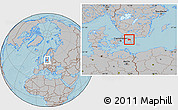 Gray Location Map of Hörby Kommun, hill shading