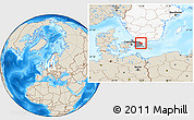 Shaded Relief Location Map of Hörby Kommun, highlighted country, highlighted parent region