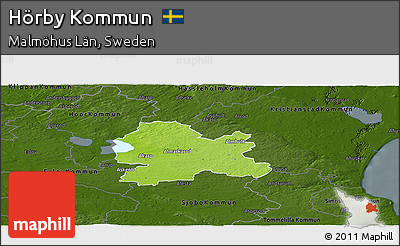 Physical Panoramic Map of Hörby Kommun, darken