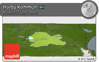Physical Panoramic Map of Hörby Kommun, darken
