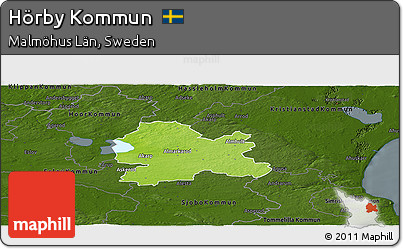 Physical Panoramic Map of Hörby Kommun, darken
