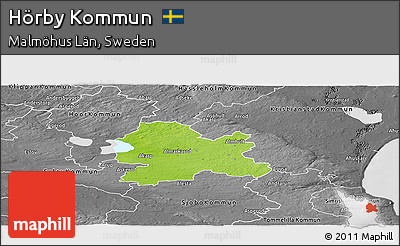 Physical Panoramic Map of Hörby Kommun, desaturated