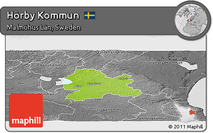 Physical Panoramic Map of Hörby Kommun, desaturated