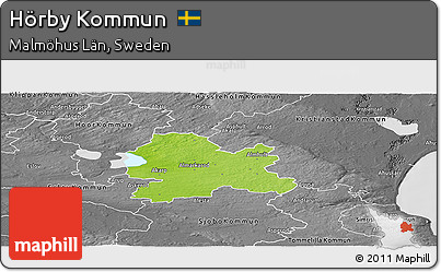 Physical Panoramic Map of Hörby Kommun, desaturated