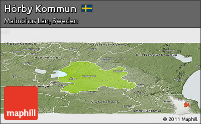 Physical Panoramic Map of Hörby Kommun, semi-desaturated