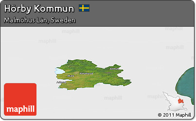Satellite Panoramic Map of Hörby Kommun, single color outside