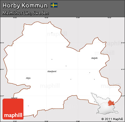 Classic Style Simple Map of Hörby Kommun, cropped outside