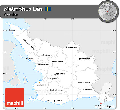 Silver Style Simple Map of Malmöhus Län, single color outside