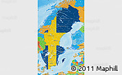 Flag Map of Sweden, political outside, flag centered