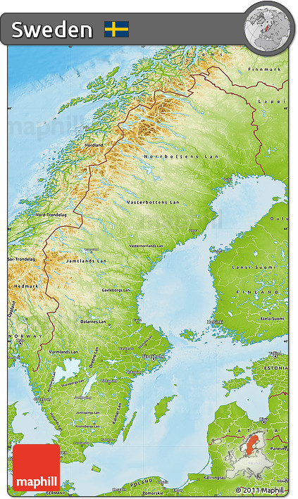 Physical Map of Sweden