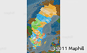 Political Map of Sweden, darken