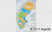 Political Map of Sweden, lighten, semi-desaturated