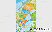 Political Map of Sweden, physical outside