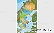 Political Map of Sweden, satellite outside, bathymetry sea