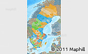 Political Map of Sweden, semi-desaturated, land only