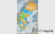 Political Map of Sweden, semi-desaturated